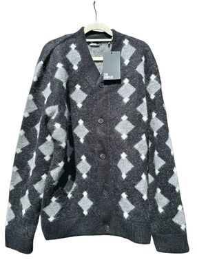 *NWT* The Kooples Diamond-Print Knitted Alpaca Cardigan - Men's SIZE S